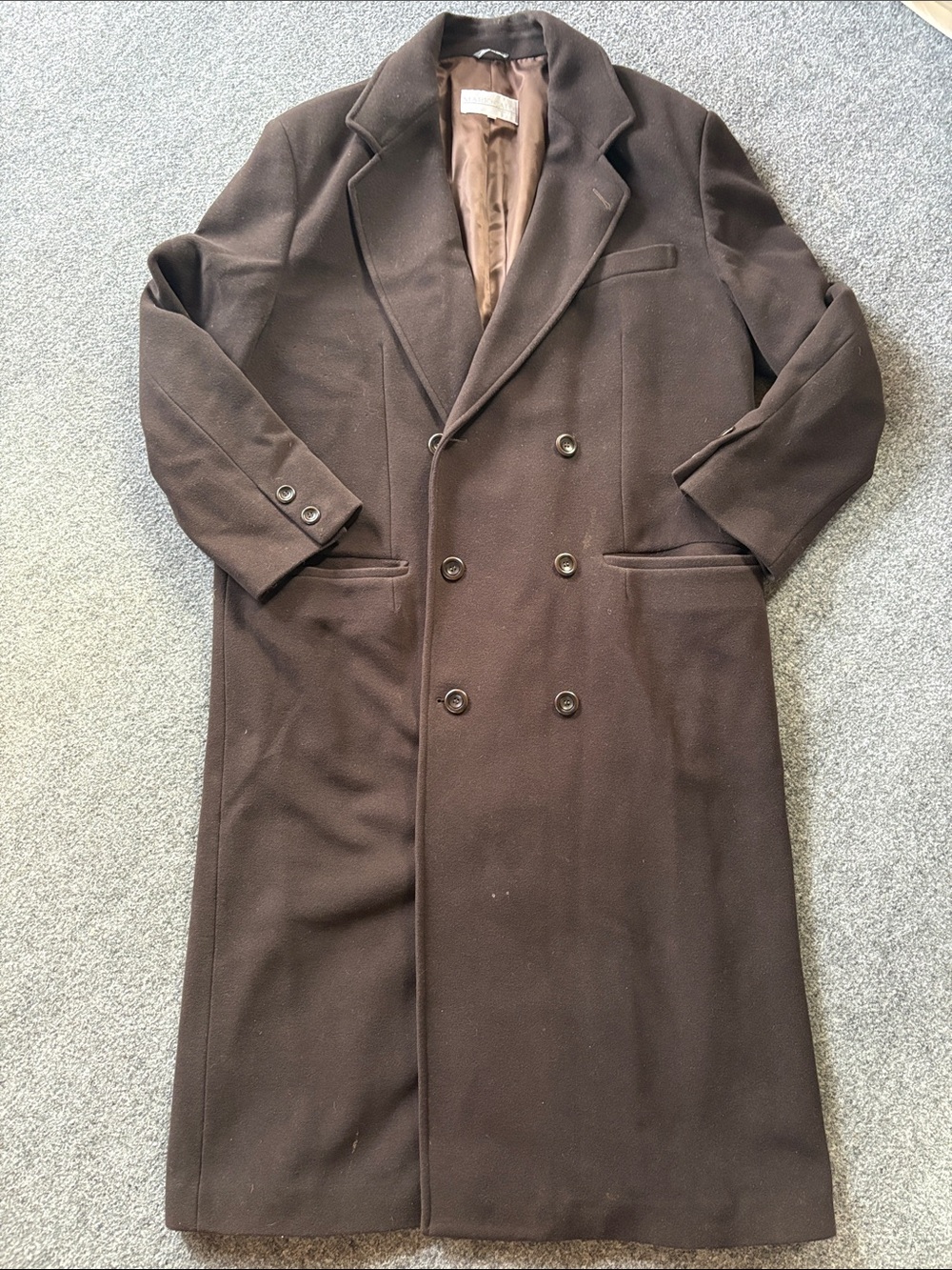 Men's Mario Caldi Double-Breasted Brown Wool-Blend Overcoat - Made in Italy